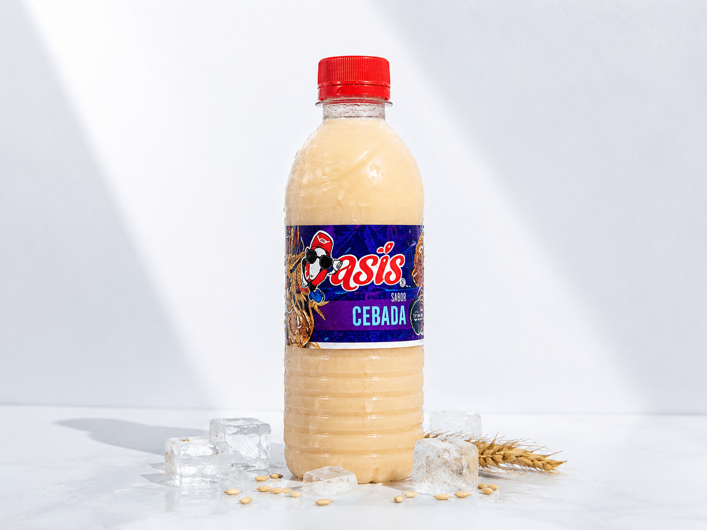 Botella fría de agua de cebada Aguas Oasis